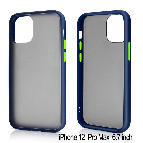 Wholesale Slim Matte Hybrid Bumper Case for iPhone 12 Pro Max 6.7 inch (Navy Blue)